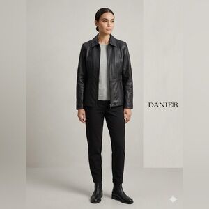Danier Leather Blazer Jacket Y2K Minimalist Chic Neutral Style Relaxed fit